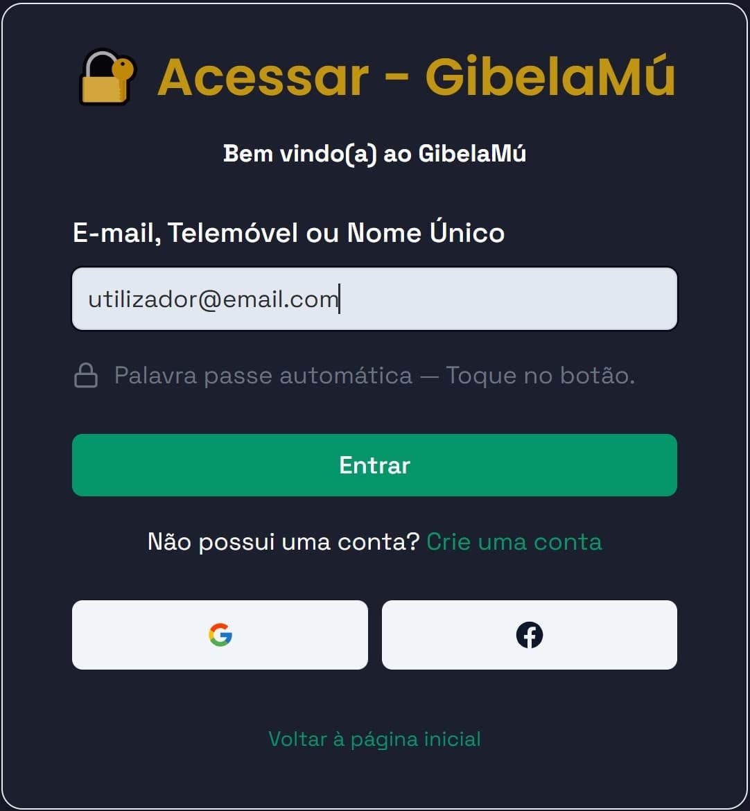 Interface do aplicativo GibelaMú